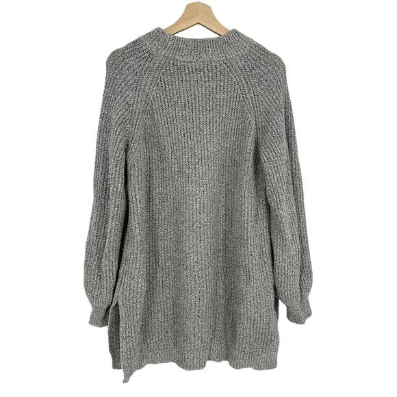 Roots Gray Marled Ribbed Knit Long Cotton Sweater - Picture 2 of 7